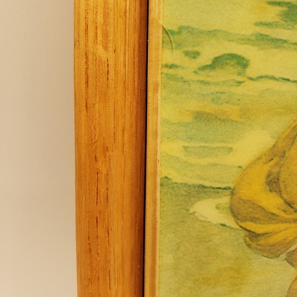 Vintage Kimberly Enterprises Framed Art Tile 1970's Girl Ocean Beach Shore Shell - Picture 3 of 5